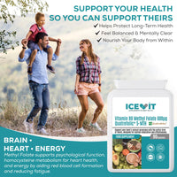 ICEVIT Methyl Folate 600µg – Quatrefolic® 5-MTHF | Active Vitamin B9 Supplement | Bioavailable Folate | 90 Vegan Capsules | Methylated Folic Acid Alternative | Non-GMO | Made in UK