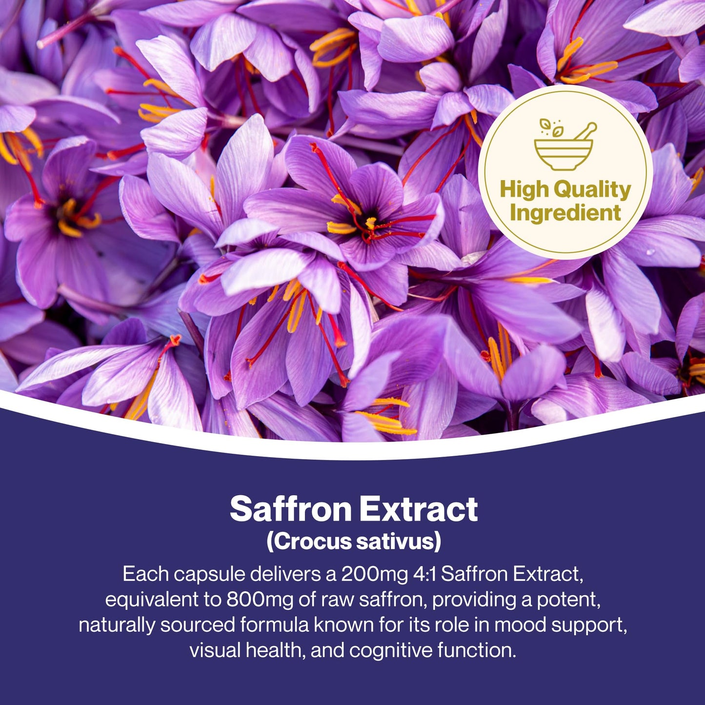 Hepatica Saffron Extract (Crocus Sativus) 800mg Equivalent | 200mg 4:1 Stigma Extract | with Safranal & Crocin | 60 Vegan Capsules | 3rd Party Lab Tested