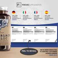 Focus FS Aged Garlic Extract | 180 Odourless Garlic Capsules - 10,000mg Extract per Serving | Aged Black Garlic Supplement | Garlic High Strength | Non-GMO, Gluten & Allergen Free | Made in The UK