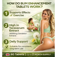 MoovWell PHARMA Bum Enhancement Tablets for Women – 60 Tablets, 4000MG Taraxacum Officinale – UK Made Bum Enlargement Supplement