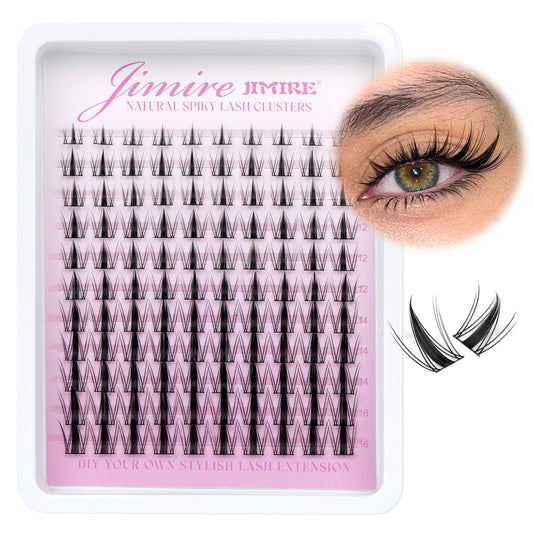 JIMIRE Fairy Lash Clusters Natura Look Manga Cluster Lashes Wispy D Curl Individual Eyelashes 110 Pcs 8-16MM Wispy Lashes Individual Cluster Wet-Look Lash Extension with Invisible Lash Band