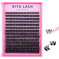 RITALASH Flora Lash Clusters Hybrid Volume Wispy Cluster Lashes WideSpan DIY Eyelash Extension Cat Eye Lashes Individual Eyelash Clusters Invisible Lash Band(Flora,8-18mm)