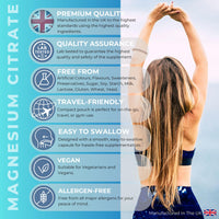 High Strength Magnesium Supplements 1480mg - 90 Magnesium Citrate Capsules - Vegan & Gluten-Free - Providing 444mg High Absorption Elemental Magnesium - MagneMax Magnesium Made in The UK - Vitaherbs