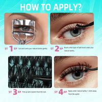 AMZGIRL LASH Lash Extension Kit 280PCS Eyelash Clusters 30D 40D DIY Eyelash Extension Kit Individual Lashes Natural Lash Clusters Kit with Lash Bond and Remover Waterproof, Lash Tweezers(D-Mix9-16mm Kit)