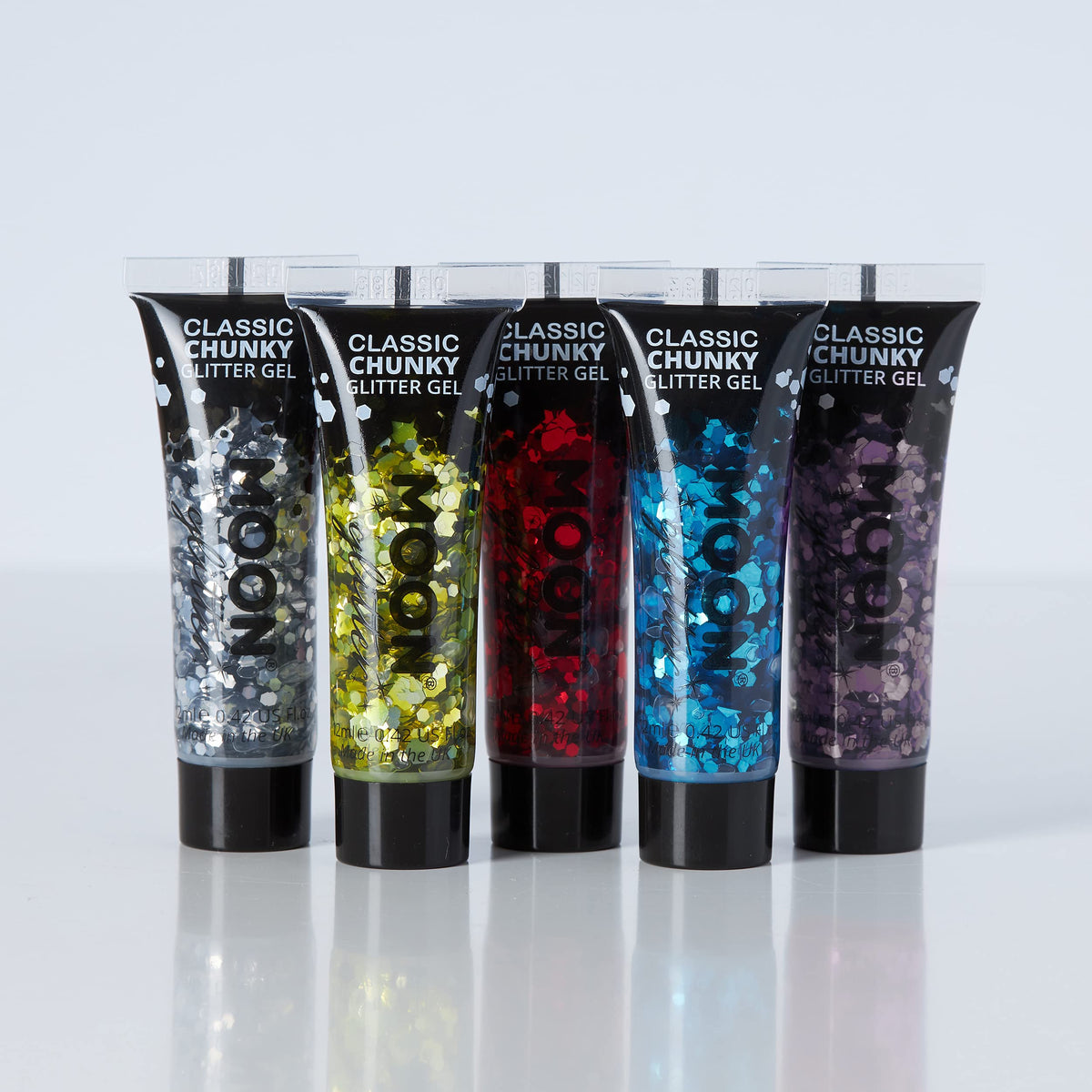 Classic Chunky Face & Body Glitter Gel by Moon Glitter - Red - Cosmetic Festival Glitter Face Paint for Face, Body, Hair, Nails - 12ml