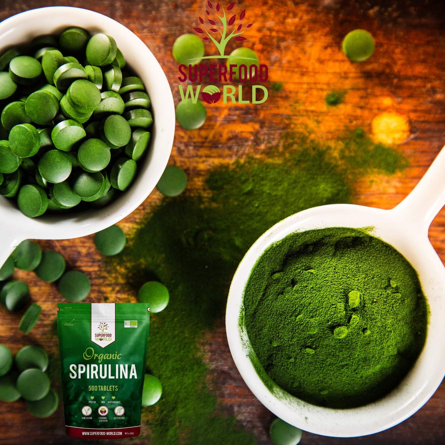 Organic Spirulina Tablets (500 X 500mg) Premium Quality Dietary Superfood | Natural Source of Vegan Protein, Iron & Vitamins | UK Certified Organic, Ideal for Sports Nutrition, Detox & Energy