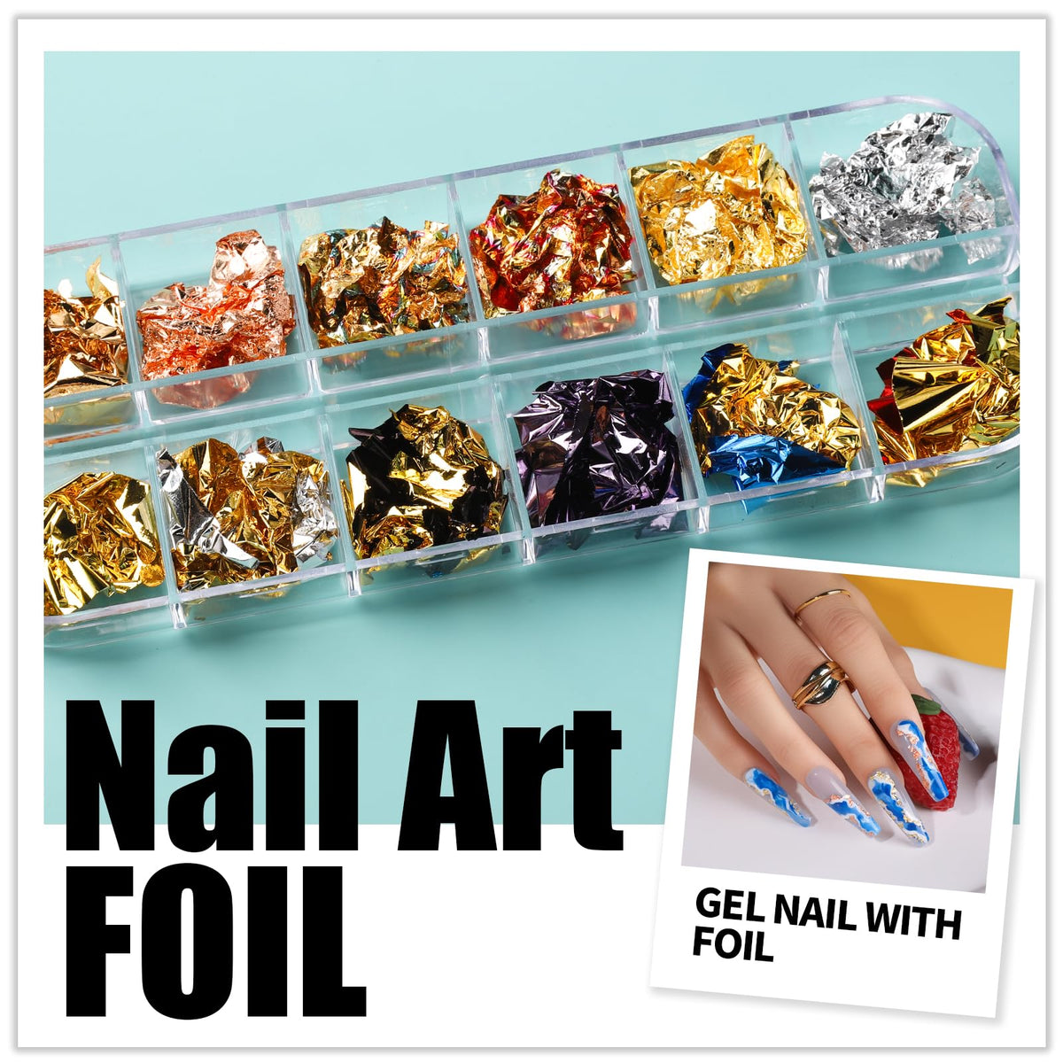 Teenitor Nail Art Kit with Nail Glitter, Nail Art Brushes & Nail Sticker for Gel Nails Art, Nail Gems Nail Accessories Tool for Teenage Girls, Nail Art Pens Nail Dotting Tool for Beginners