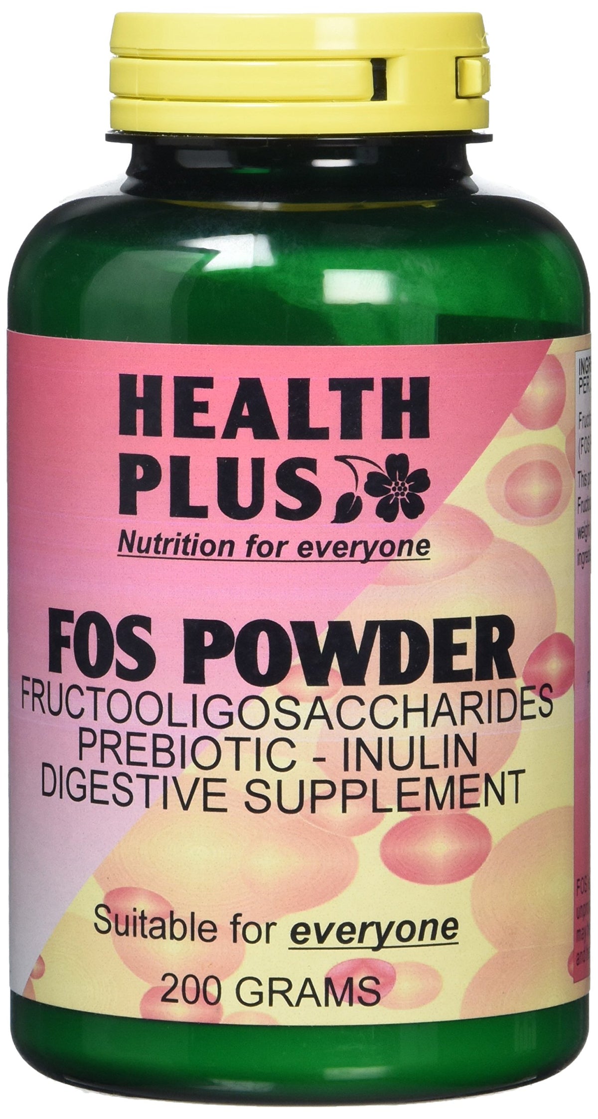 Health Plus FOS (Inulin) Prebiotic : Digestive Health Supplement : 200g, in a recyclable pot