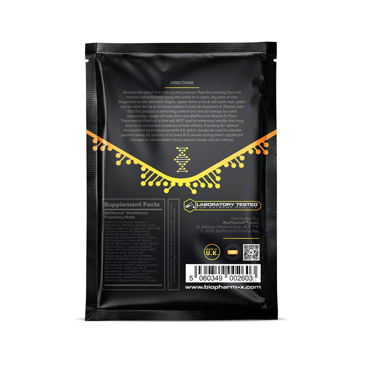Biopharm-X Vitamin D 4000iu Patch Plus+ (30 Day Supply) High Strength & Maximum Bioavailability Vitamin D3 - Significantly More Effective Than Vitamin D Tablets!