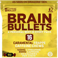 Caffeine Bullet 80mg Caffeine & 160mg L-Theanine Focus Enhancing Energy Chews – 8-Hour Focus Nootropic Stack, Mental Acuity & Cognitive Support | Caramel Frappe Flavor, 4 Pack