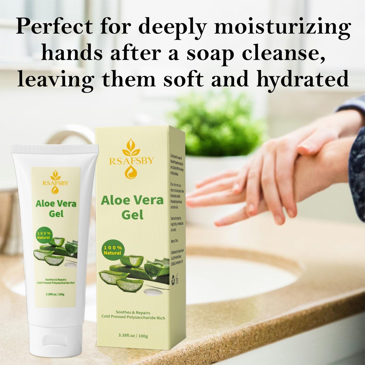 100% Natural Aloe Vera Gel for Face, Body & Hair – 100g Cold Pressed – Soothing, Hydrating & Repairing – Relieves Dry Skin, Sunburn, Blemishes & Itchiness – For All Skin Types