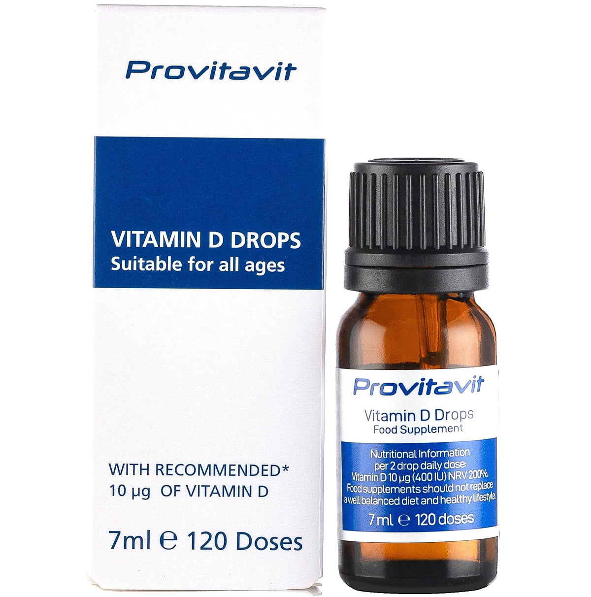 Provitavit Vitamin D Drops - NHS Recommended Level of Vitamin D - 10 microgram (400IU) – Babies, Children and Adults - Supports Healthy Bones, Teeth and Immune System. Sugar Free, Vegetarian, Halal, UK Made.