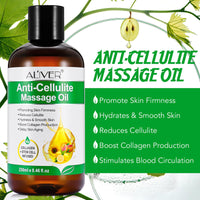 Anti Cellulite Massage Oil 250ml, Natural Anticellulite Oil for Revitalised Skin, Firming Body Oil Massage Oil Improves Skin Firmness for Men Women