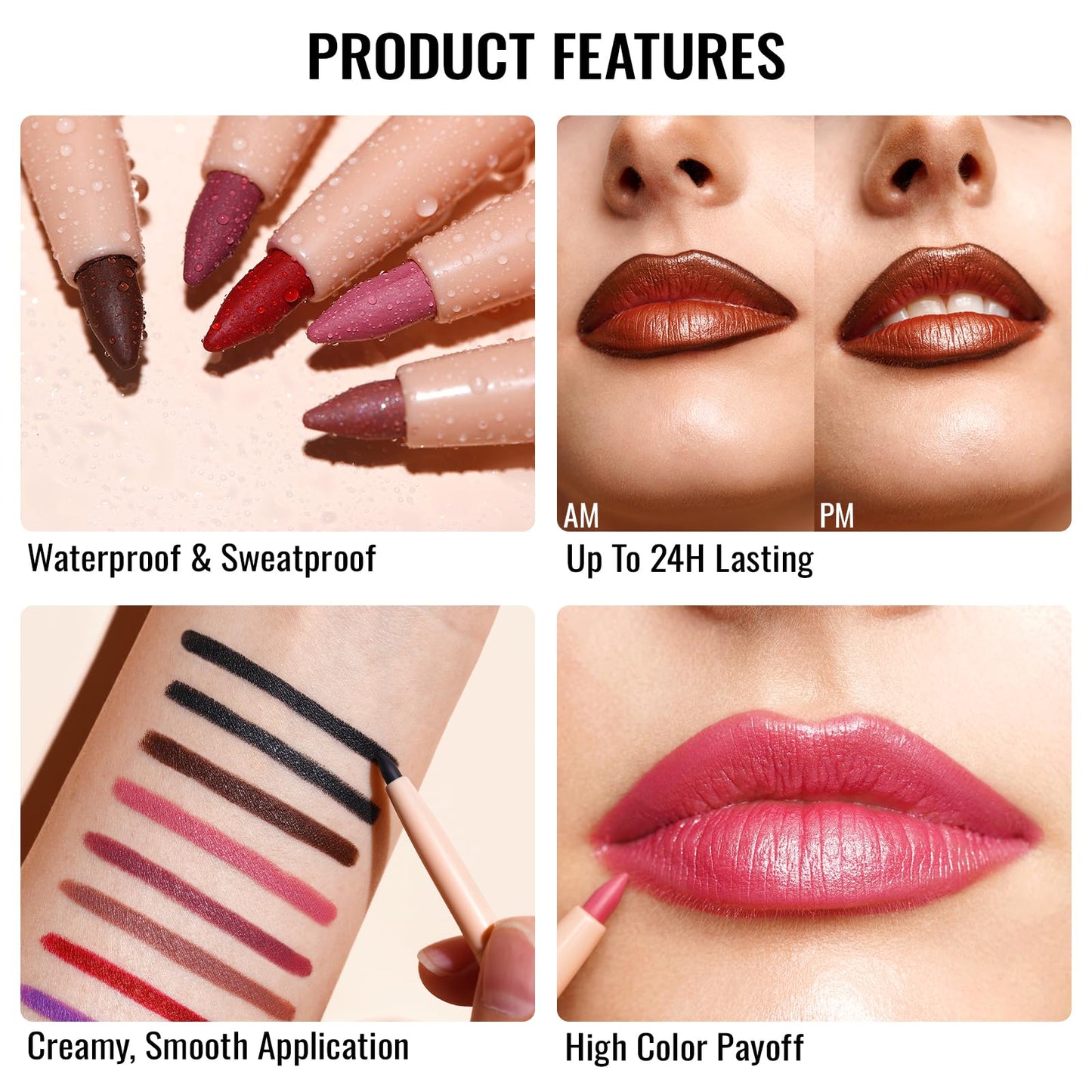 Oulac OULAC Matte Pink Lip Liner, Waterproof Lipliner Pencil Lasts 24H +, Highly Pigmented, Smooth Formula, Contour Your Lips, Vegan & Cruelty Free (04) Pink Treat