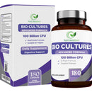 Bio Cultures Complex Probiotics 100 Billion CFU with Prebiotics, 180 Vegan Caps – Lactobacillus Plantarum & Saccharomyces Boulardii Probiotic - 6 Month Supply, Probiotics for Women, Packaging May Vary
