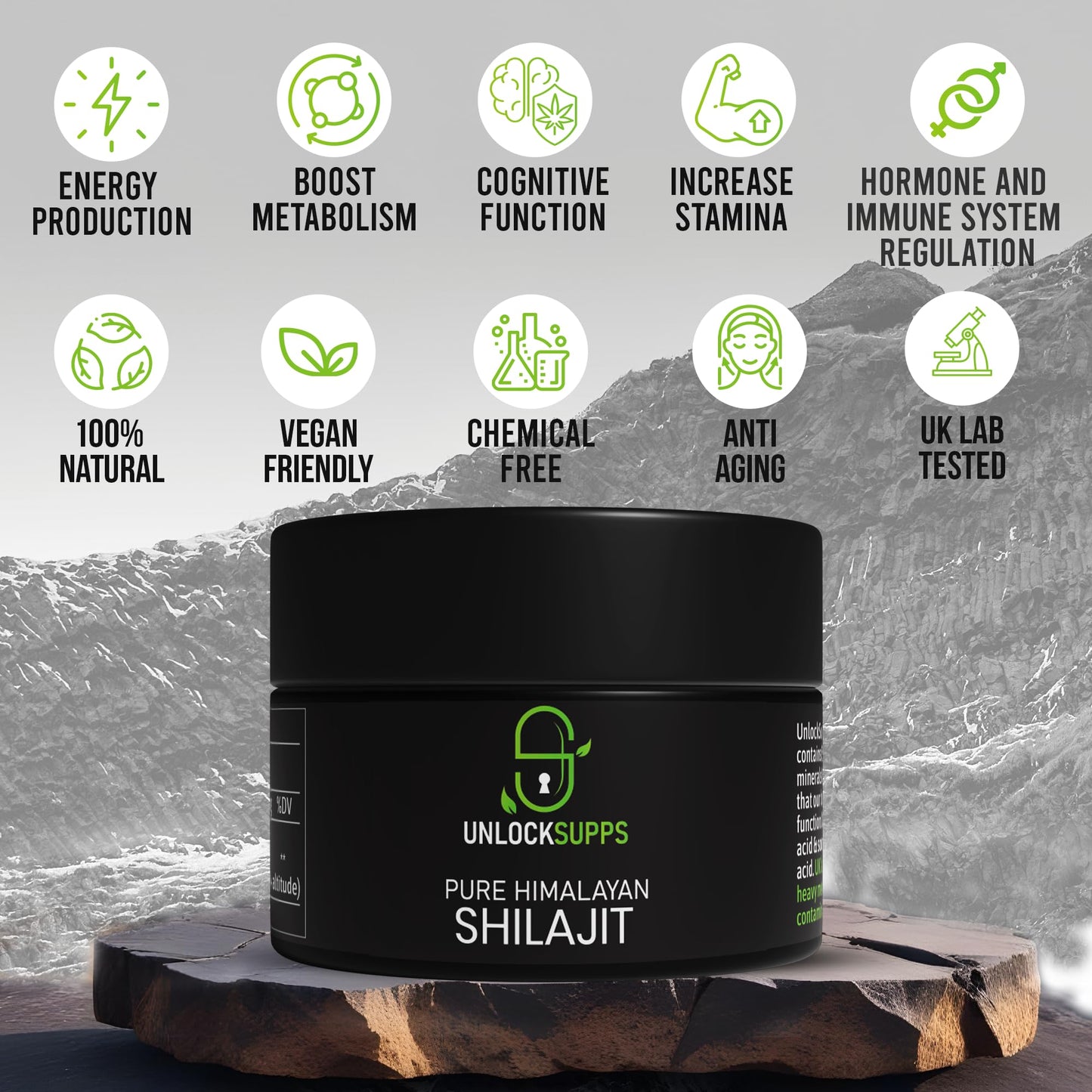 UNLOCKSUPPS Shilajit Resin, Original Himalayan Shilajit - 30 Grams Vegan (Pack of 1)