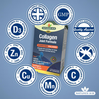 Natures Aid Collagen Joint Formula - Vitamin C D3 Copper Manganese Zinc - Supports Cartilage, Bones and Joint Health - High Potency Marine Type II Supplement - Vegan Non-GMO Gluten-Free - 60 Capsules