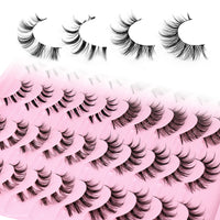 Newcally Manga Lashes Natural Look Anime False Eyelashes 20 Pairs Clear Band Individual Wispy Fake Eyelashes Strip Spiky DIY Cluster Lashes Extension C Curl Cat Eye Lashes Pack