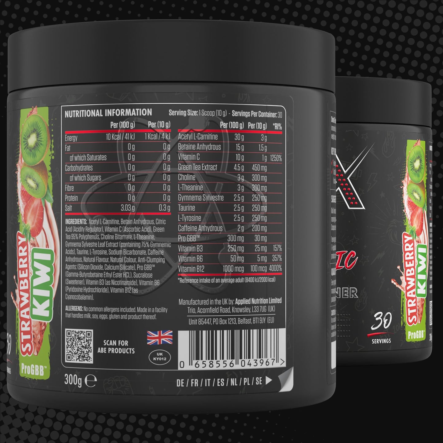 Applied Nutrition Shred X Fat Burner - ABE All Blak Everything Fat Burner, Thermo Weight Management (300g - 30 Servings) (Strawberry Kiwi)