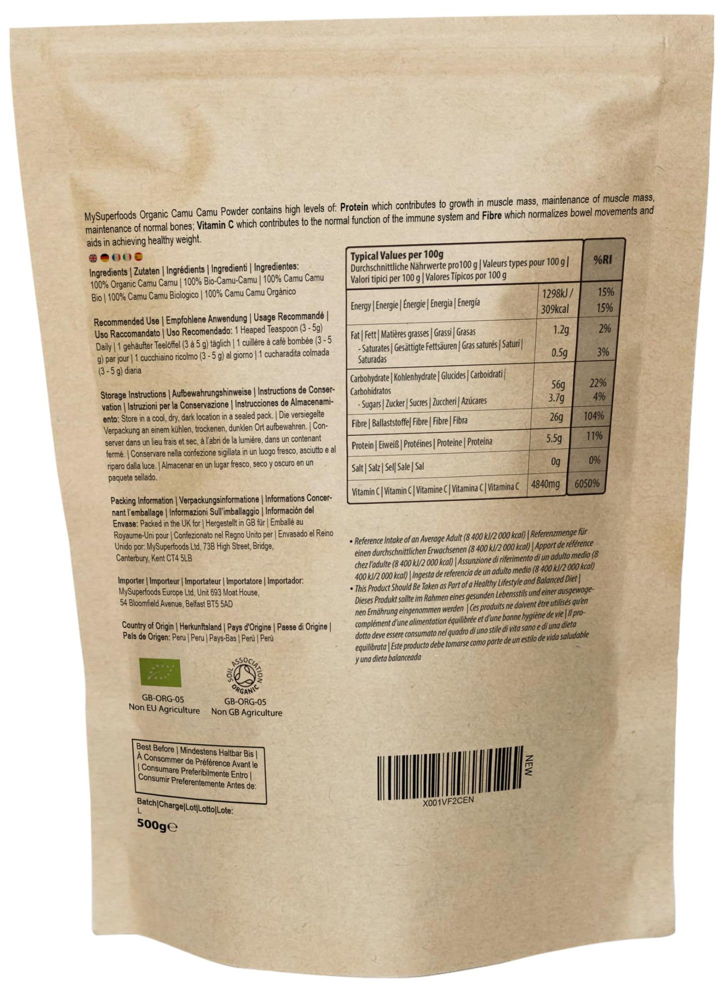 MySuperfoods Organic Camu Camu Powder 500g, Natural Wholefood Vitamin C Source