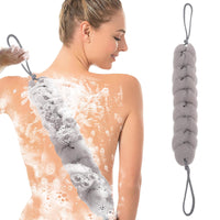Sibba 1 PC Back Scrubber Shower Body Wash Sponge Loofah Bath Large Long Extended Puffs Stick Exfoliating Washing Removable Head Exfoliate Set Pack Mitts Soft Mesh Stretch Braided Strips Brush