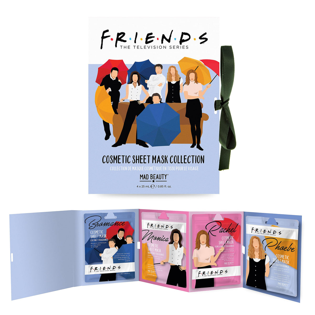 MAD Beauty MAD BEAUTY Friends Sheet Face Masks Booklet (Pack of 4) | Bromance, Monica, Phoebe, Rachel | Coconut, Raspberry, Black Tea, and Pomegranate