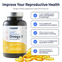 ExSeed Health - Male Fertility Supplements - Omega 3-3 Month Supply (x3 Bottles) - 90 Capsules per Bottle - Effective Doses - Fish Oils for Men - Supports Healthy Conception & Overall Health