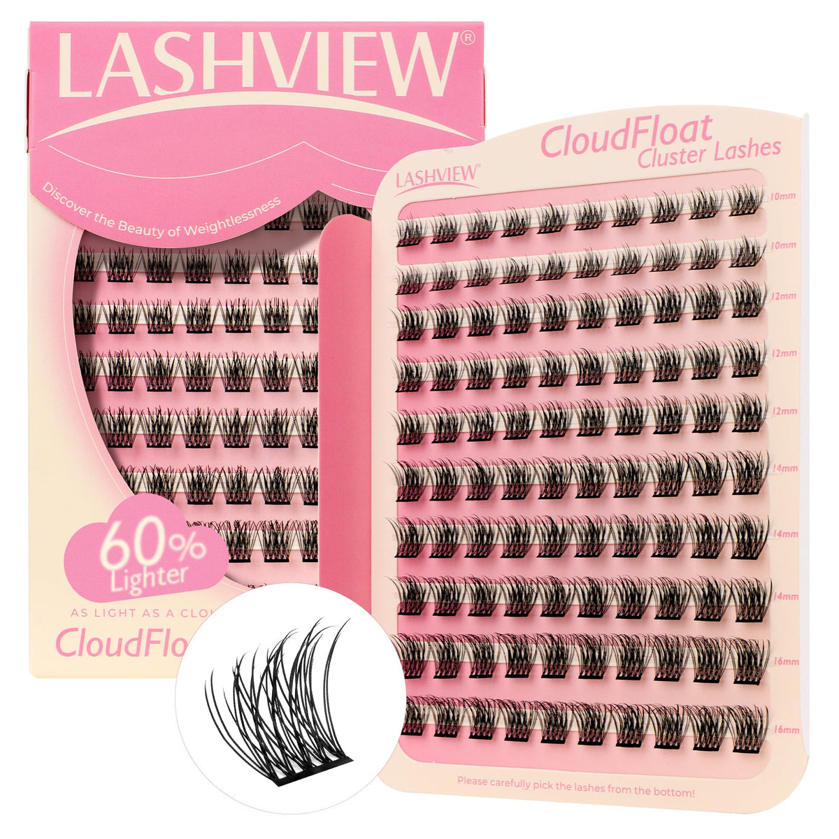 LASHVIEW Lash Clusters DIY Cluster Eyelash Extensions Mega Volume Reusable Individual Lashes Volume Look Super Thin Band & Soft(CE107)