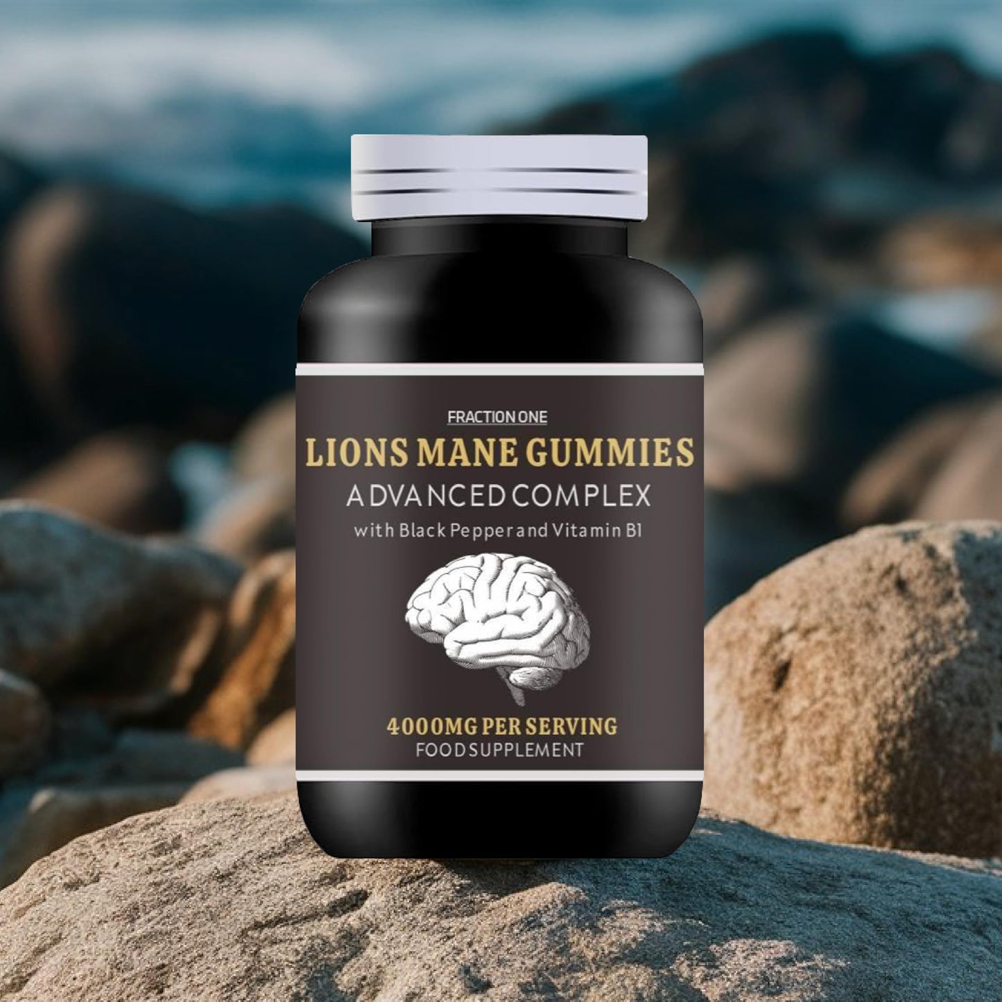 Fraction One Lions Mane Mushroom Gummies 4000mg - 120 Gummies - 60 Servings - Lions Mane Extract 15:1, Black Pepper, Bioperine Extract 10:1 & Vitamin B1 - Brain Supplement - Alternative to Lions Mane Powder