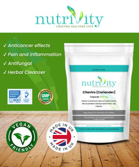 Heavy Metal Detox | Supports and Aids Digestive Health | Cilantro Coriander 500mg Vegan Capsule | Halal | Antioxidant | Healthy Skin | Immune Health | UK Made | GMP | Nutrivity