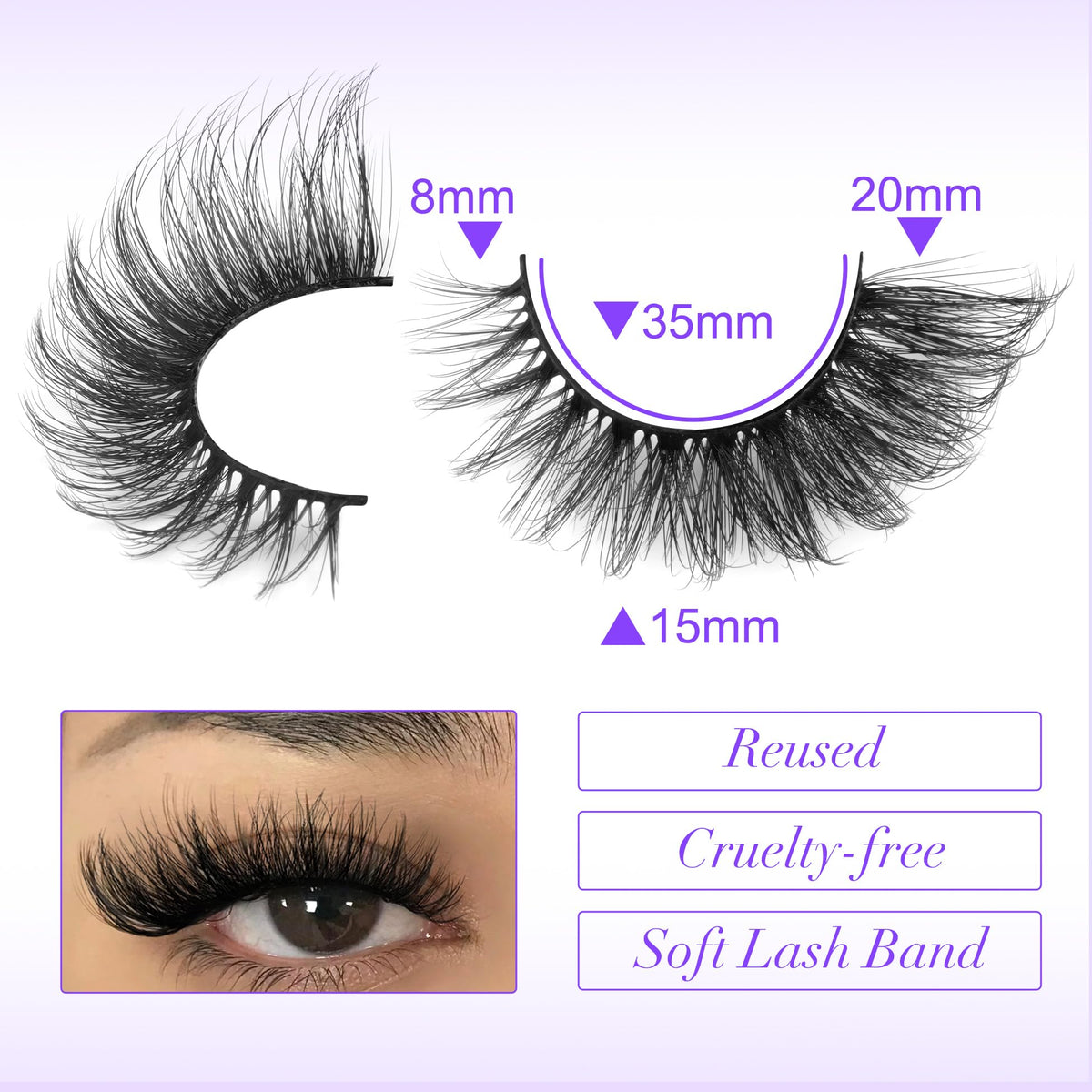 ALICE Eyelashes Fox Eye Lashes Mink Faux Fluffy Natural False Wispy Cat Pack Fake 7 Pairs