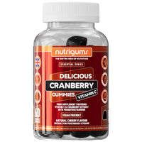 Nutrigums Cranberry Gummies 9000mg High Strength Extract | 25% Proanthocyanidins (PACs) | 60 Vegan Cherry Gummies | with Vitamin C 80mg | Antioxidant & Immune Support Supplement | by NUTRIGUMS®