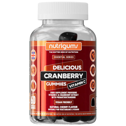 Nutrigums Cranberry Gummies 9000mg High Strength Extract | 25% Proanthocyanidins (PACs) | 60 Vegan Cherry Gummies | with Vitamin C 80mg | Antioxidant & Immune Support Supplement | by NUTRIGUMS®
