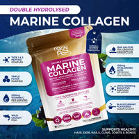 Premium Hydrolysed Marine Collagen Peptide Powder + VIT C, B Complex Hyaluronic Acid, & Stevia. Delicious Taste/No Fishy Smell - SkinPep® Collagen Re-Nu 70g