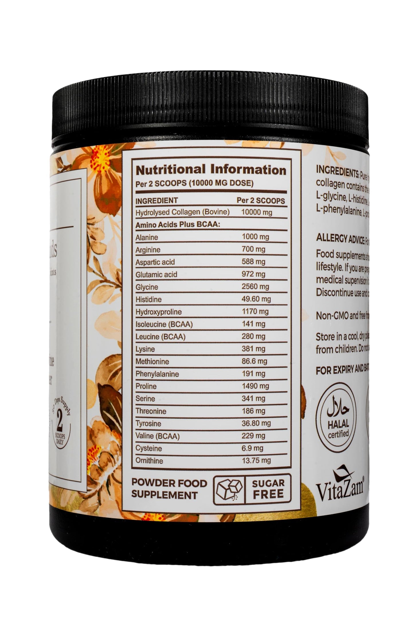 VitaZam Grass Fed Collagen Peptides Powder –Hydrolysed Type 1&3 unflavoured Collagen Protein Supplement for Healthy Skin, Nails, & Joints-Easy Mixing, Vital Bovine Collagen for Women & Men 30 Servings