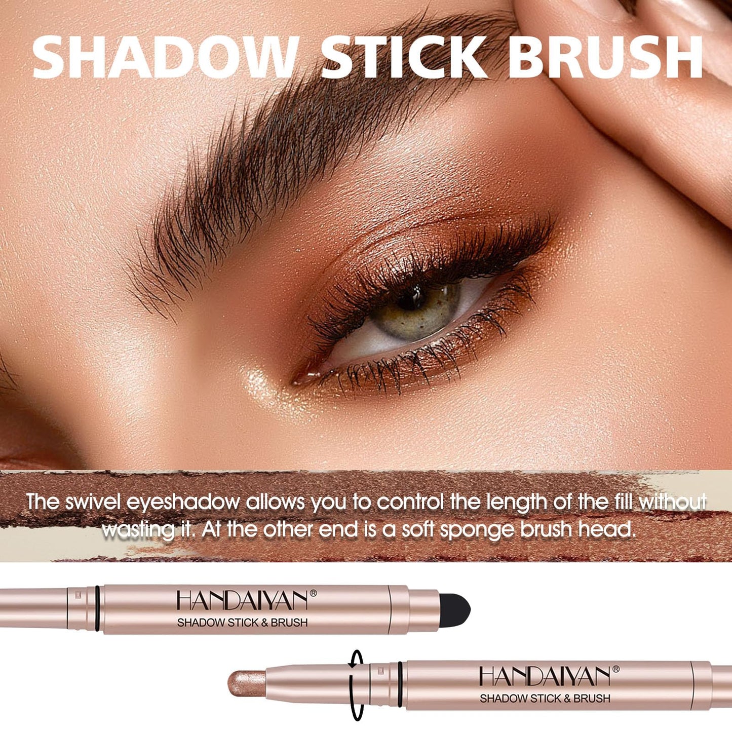Allony Glitter Eyeshadow Stick, Cream Eyeshadow Stick, Pearlescent Double-Ended Eyeshadow Stick, Highly Pigmented, Smooth and Easy to Apply, Gold Eyeshadow for Golden Eye Makeup-178
