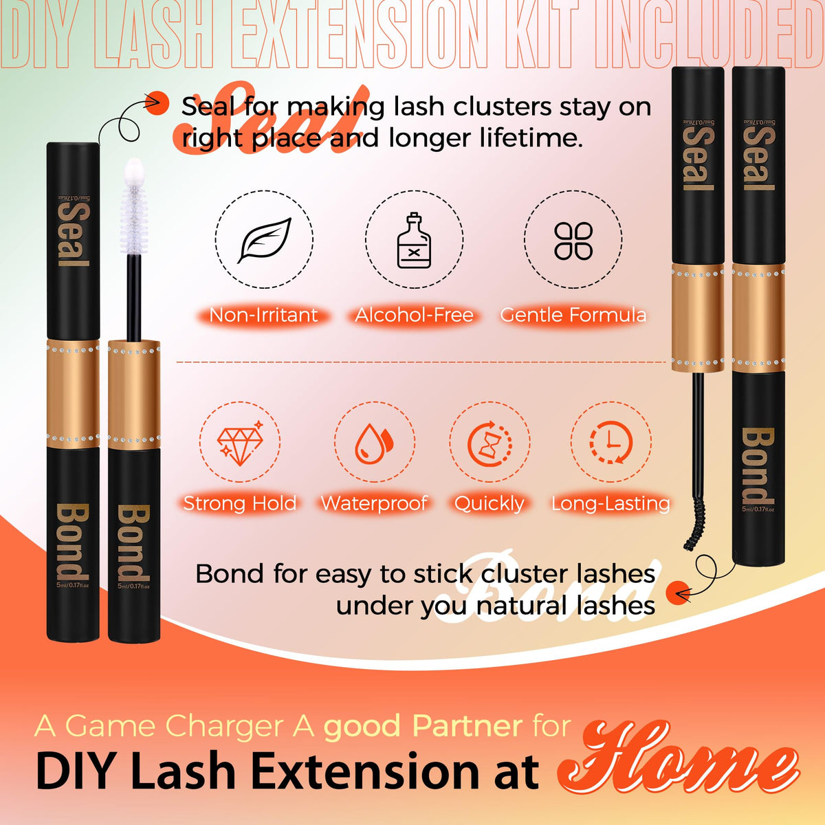 JIMIRE 300Pcs Eyelash Extension Kit Fluffy 60D+80D+100D Cluster Lashes Kit with Bond and Seal Lash Glue Natural Individual Eyelashes 10-18MM Lashes Individual Cluster Kit
