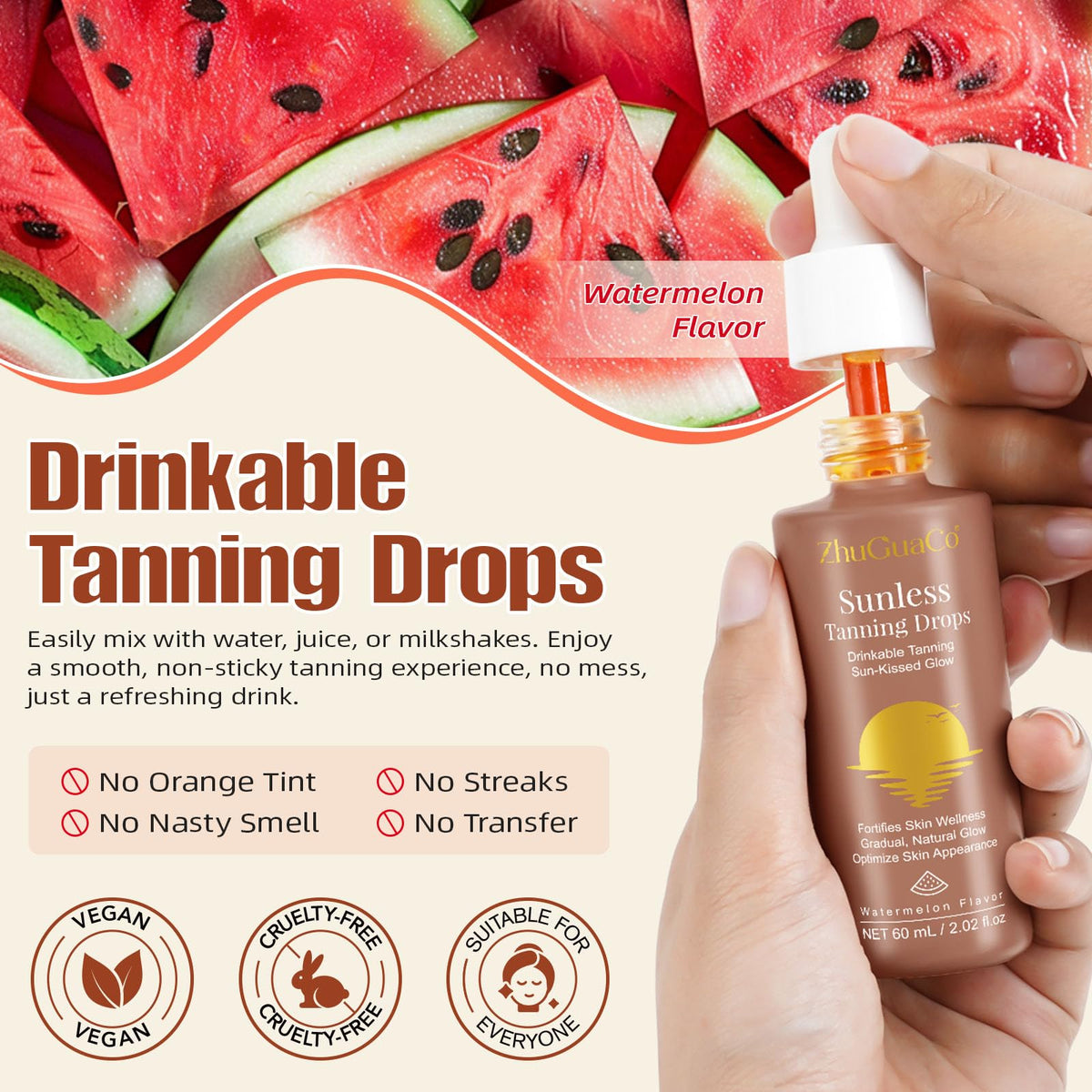 ZTSMSWY Tanning Drops Drink,Sunless Tanning Drops to Drink,Natural Sunbathing Without Sun Damage,Enhancing Natural Skin Tone,Nourishing and Moisturizing