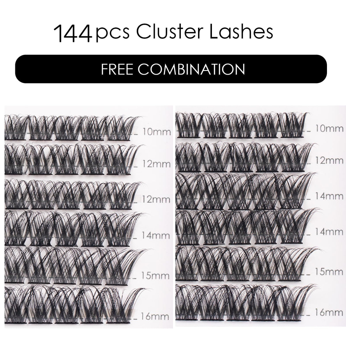 Magnetic SL Individual Lashes 144 Cluster Lashes 3D False Eyelashes Natural Look D Curl Reusable Fluffy Individual Cluster Lashes Soft Eyelashes DIY Cluster Eyelash Extensions Mix 10-16MM-DM01