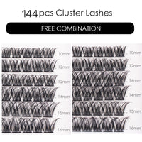 Magnetic SL Individual Lashes 144 Cluster Lashes 3D False Eyelashes Natural Look D Curl Reusable Fluffy Individual Cluster Lashes Soft Eyelashes DIY Cluster Eyelash Extensions Mix 10-16MM-DM01