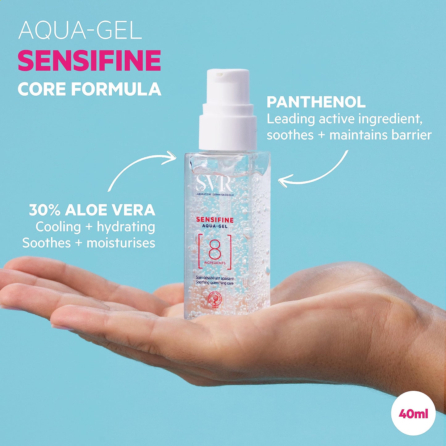 SVR SENSIFINE Cooling Aqua-Gel Cream for Hypersensitive, Irritated and Dry Skin, 40 ml