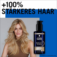 Gliss Kur Gliss Night Elixir Ultimate Repair (100 ml), Hair Serum Regenerates Damaged Hair During Sleep, Hair Care Leaves Soft & Regenerated Hair Overnight