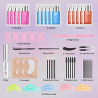 PERMANIA Lash Lift Kit, 2 in 1 Fast Eyelash Lift and Brow Lamination Kit, 5 Pcs Each Sachet, Eyelash Perming Curling Set with Complete Tools, for Salon and Home Use