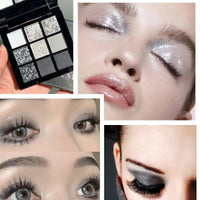 HAORQEE Black Eyeshadow Palette, Smokey Glitter Silver Gothic Eye Shadow Make Up Palettes White Grey Matte Cold Toned Long Lasting Waterproof Eye Shadows Pallets for Women Girls Halloween Goth Christmas Gifts