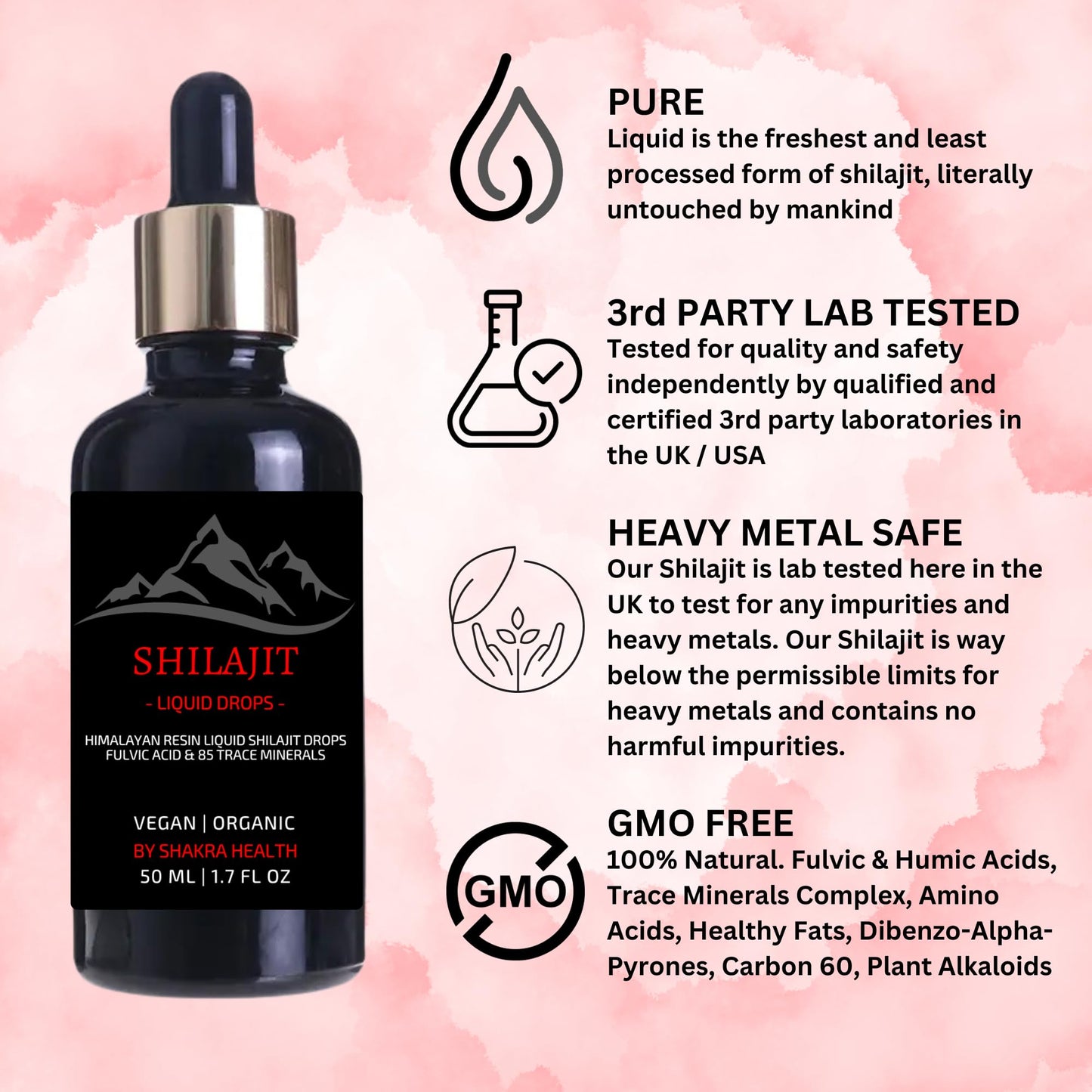 SH SHAKRA HEALTH Himalayan Shilajit Liquid Drops 50ml Potent & Pure with Dropper. Organic, Vegan Fulvic Acid & Natural Trace Mineral Complex for Stamina & Chronic Fatigue