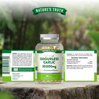 Odourless Garlic Capsules 30,000mg | High Strength Concentrated Garlic Oil Extract | 60 Softgels | Nature's Truth