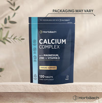 Horbäach Calcium Tablets with Magnesium Zinc and Vitamin D | 100% Vegan | High Strength Complex | 120 Count | Supplement for Women & Men | by Horbaach