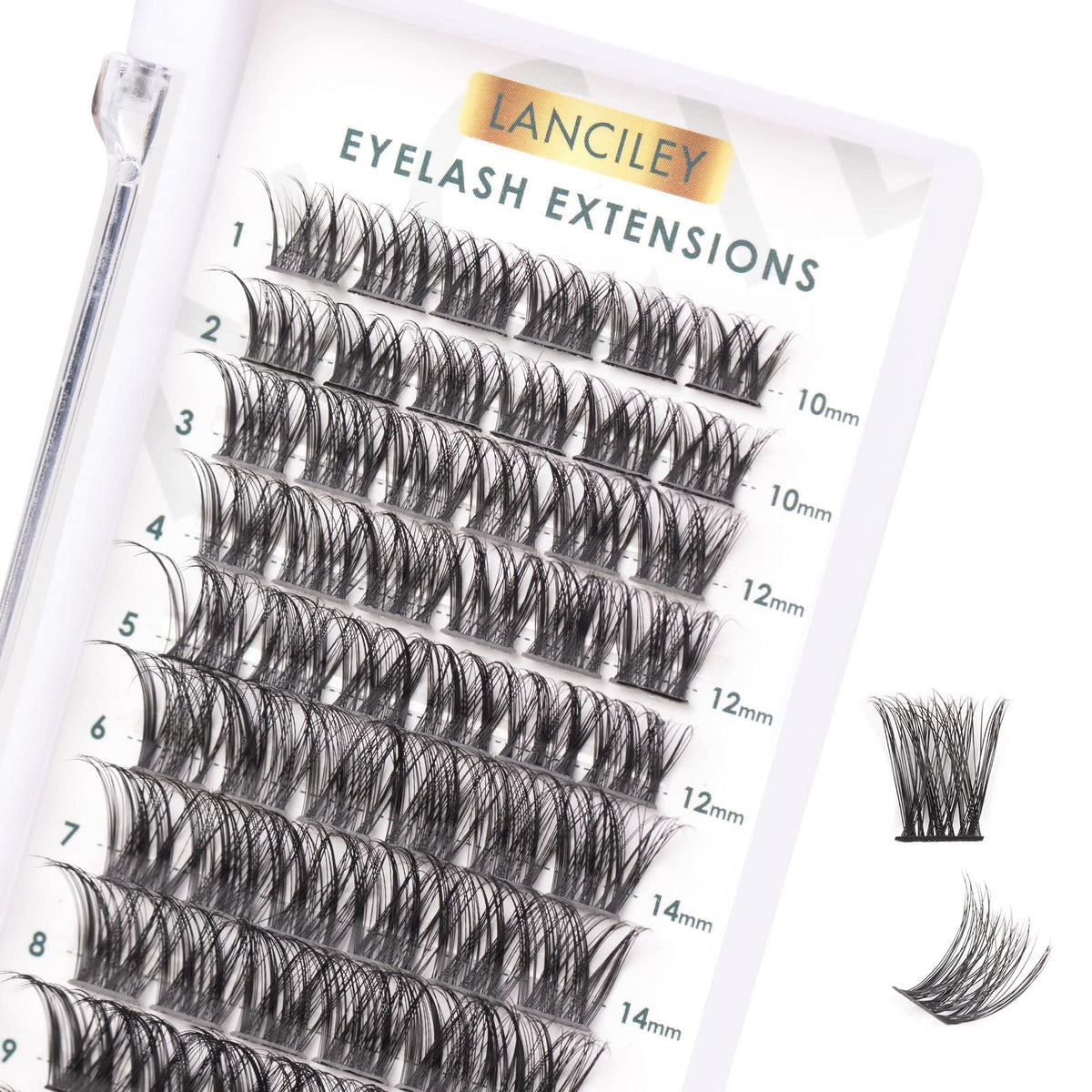 Lanciley Individual Lashes 72 Clusters Lashes C CC D Curl DIY Eyelash Extension Kit at Home for Make-up Beginner False Eyelashes Soft Fluffy Reusable 10/12/14/15/16mm Easy to Use - L01