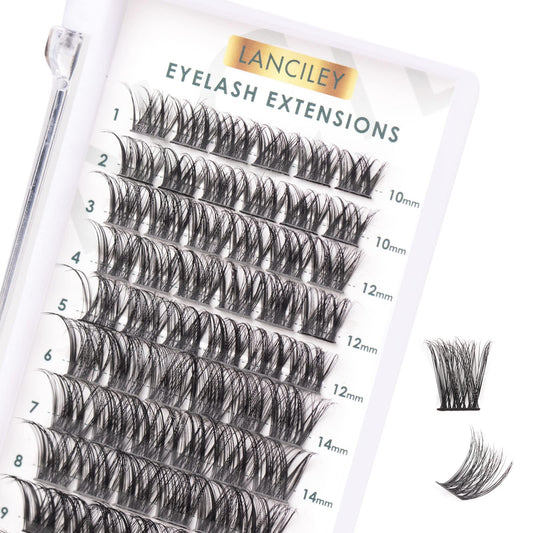 Lanciley Individual Lashes 72 Clusters Lashes C CC D Curl DIY Eyelash Extension Kit at Home for Make-up Beginner False Eyelashes Soft Fluffy Reusable 10/12/14/15/16mm Easy to Use - L01