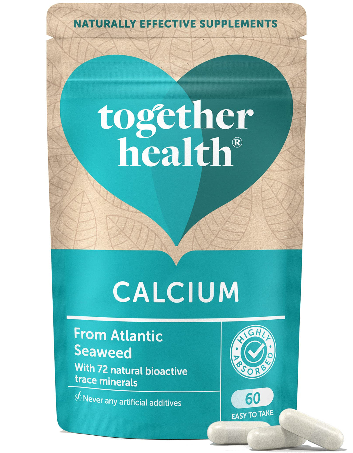 Calcium – Together Health – Seaweed-Based Calcium – 72 Trace Minerals – Vegan Friendly – Made in The UK – Pack of 4-240 Vegecaps